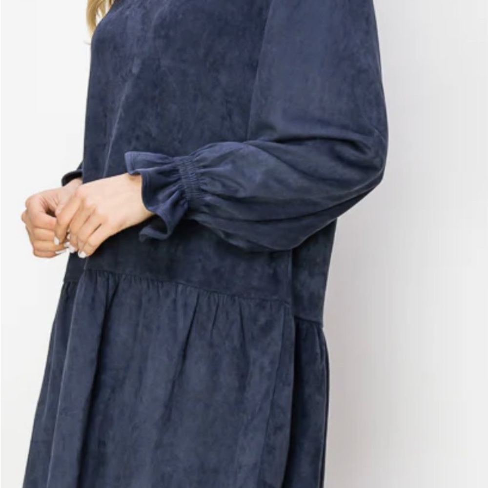 NWT Joh Apparel Size Small Faux Suede Navy Alize Tunic Dress - Picture 5 of 13